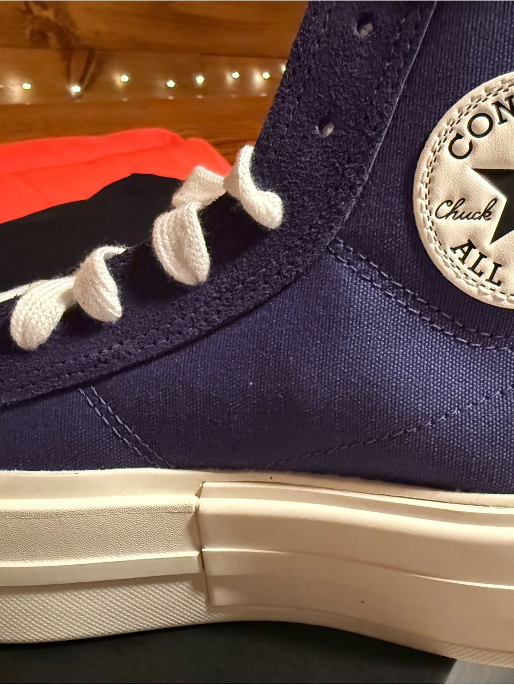 New! Women’s High-Top Converse Canvas Sneaker in Blue and White - Picture 2 of 6